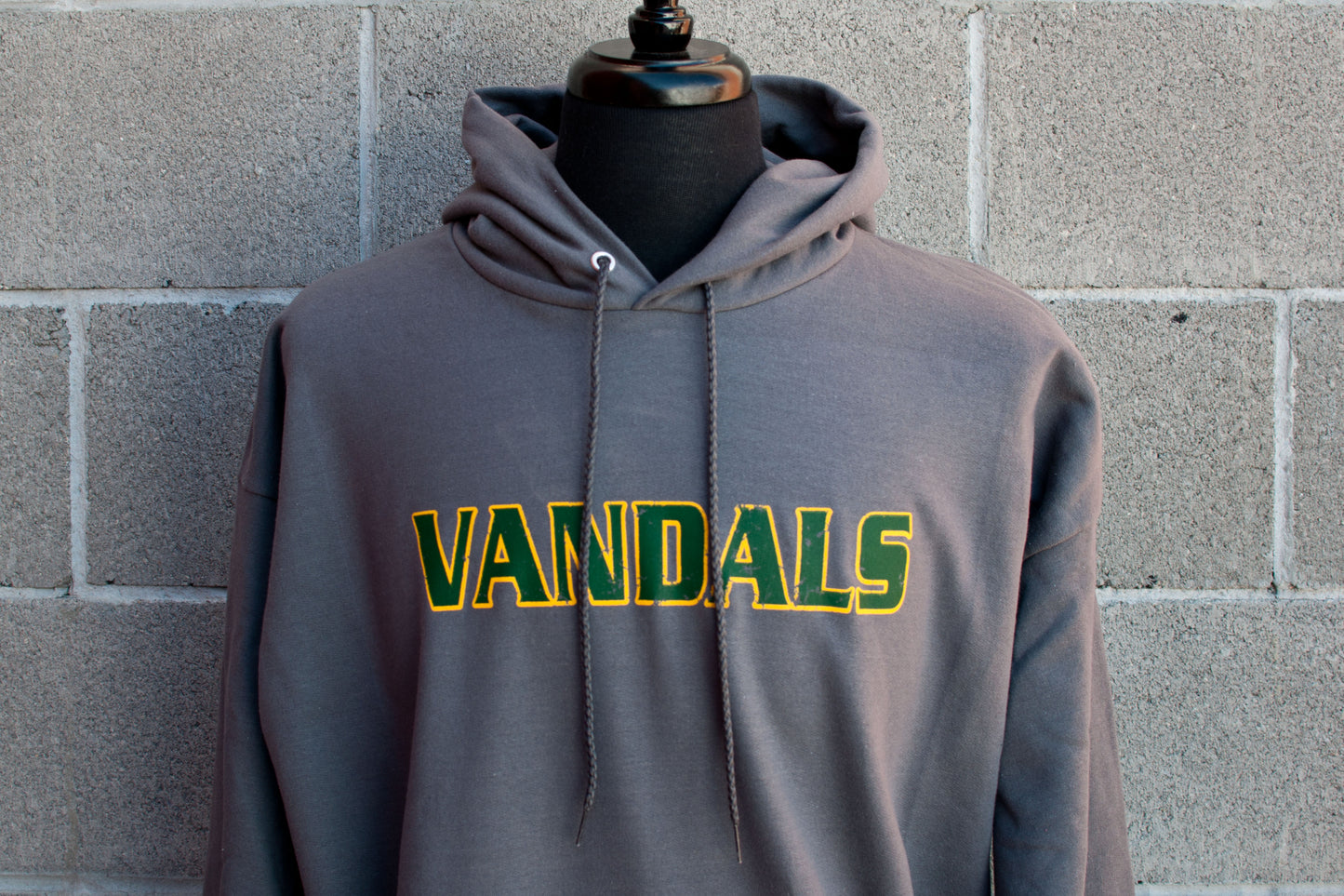 Charcoal Hooded Sweatshirt with Vandals Design - Adult