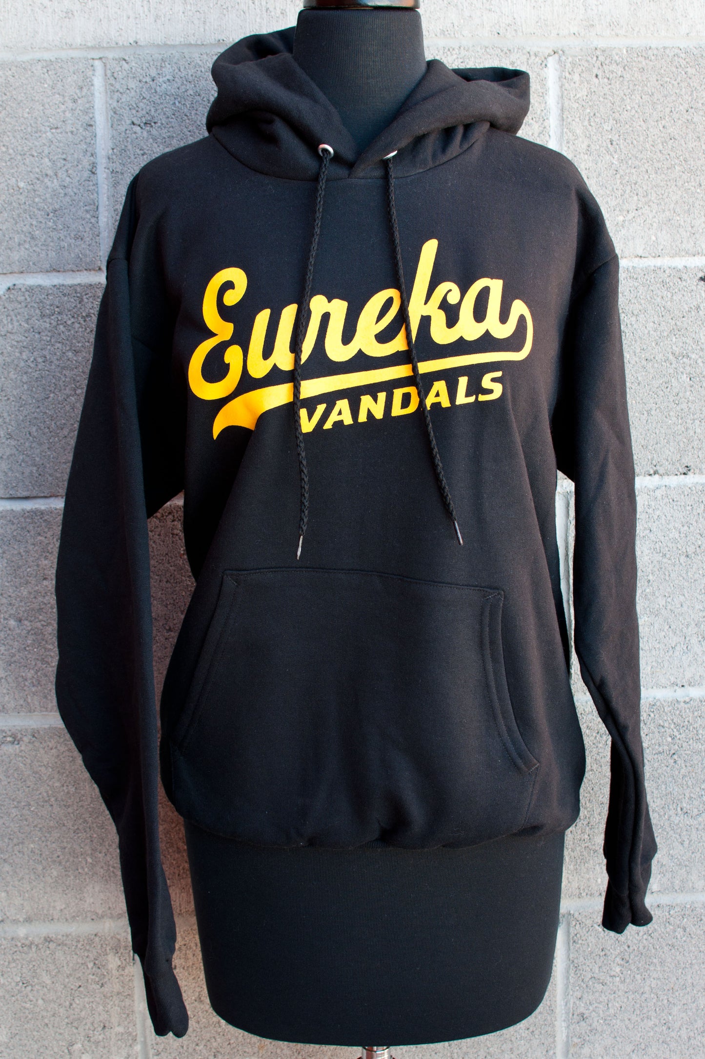 Black Hooded Sweatshirt with Gold Eureka Vandals design - Adult